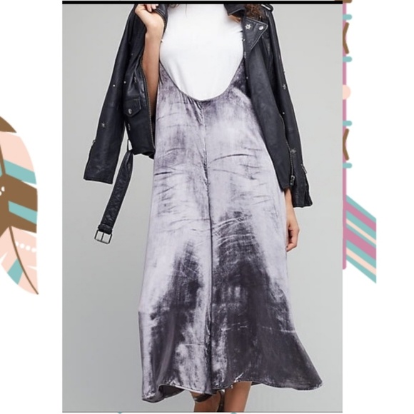 Anthropologie Pants - Anthropologie Maeve Silver Velvet Jumpsuit
